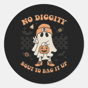 Adesivo Redondo O Fantasma Do Halloween Não Tem Diggência De Ir Am