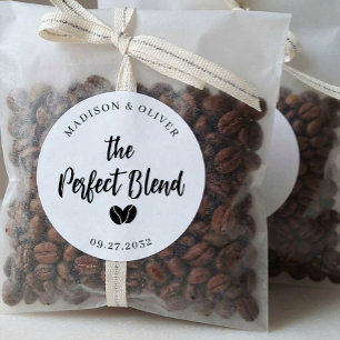 Adesivo Redondo O Favor de Café O Blend Perfeito para Casamento