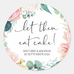 Adesivo Redondo O Favor Do Casamento De Bolo Que Eles Comam A Caix