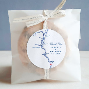 Adesivo Redondo O Favor do Casamento Ogunexit Maine Obrigado