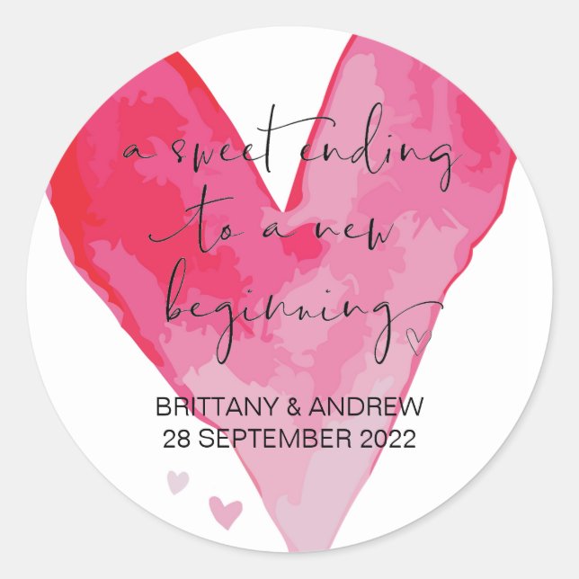 Adesivo Redondo O Favor do Casamento Trate Bag Jar Sweet Começando (Frente)