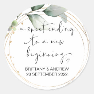 Adesivo Redondo O Favor do Casamento Trate Bag Jar Sweet Começando