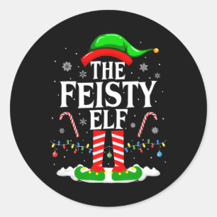 Adesivo Redondo O Feiste Elf Xmas Engraçado Grupo Familiar Compatí