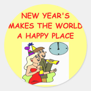 Adesivo Redondo o feliz ano novo