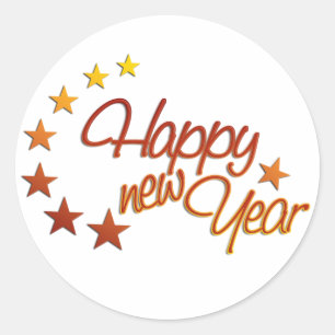 Adesivo Redondo O FELIZ ANO NOVO com luz das estrelas