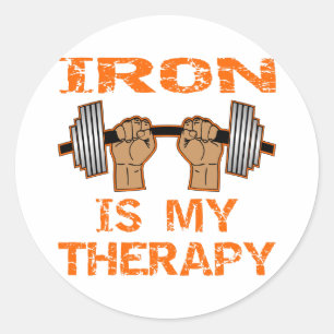 Adesivo Redondo O ferro é minha terapia - halterofilismo