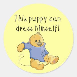 Adesivo Redondo O filhote de cachorro veste acima o camiseta e os