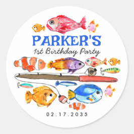 Adesivo Redondo O-Fish-al-Reel, Bonito, Diversão De Peixe, Passou
