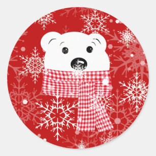 Adesivo Redondo O focinho de um urso polar, Natal 
