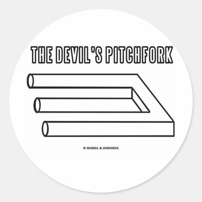 Adesivo Redondo O forcado do diabo (ilusão óptica) (Frente)