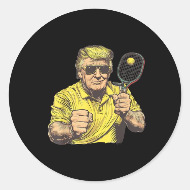Adesivo Redondo O Funny Pickleball Aloja Gráficos Pickleball (Frente)