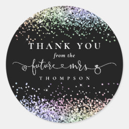 Adesivo Redondo O Futuro da Glitter Senhora Chá de panela Obrigado