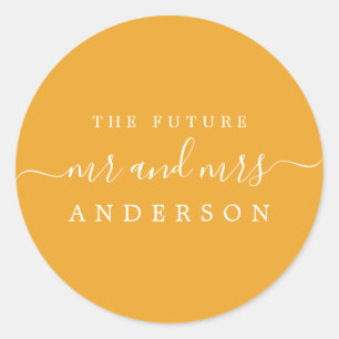Adesivo Redondo O Futuro do Script Chic Sr. Mellow Yellow Wedding