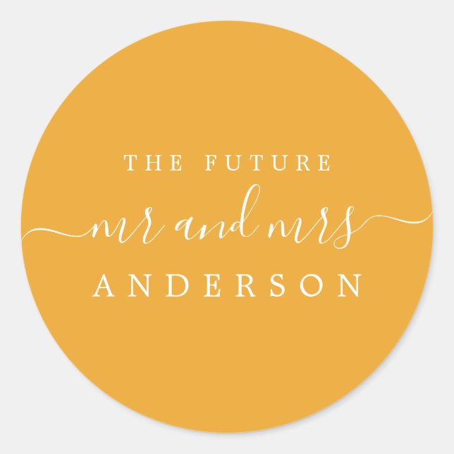 Adesivo Redondo O Futuro do Script Chic Sr. Mellow Yellow Wedding (Frente)