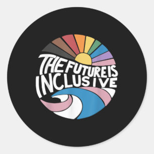 Adesivo Redondo O Futuro É Inclusivo Direitos Lgbt Gay Orgulho _2