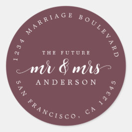 Adesivo Redondo O futuro Senhor Deputado Script Burgundy Endereço 