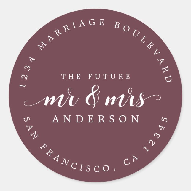 Adesivo Redondo O futuro Senhor Deputado Script Burgundy Endereço  (Frente)