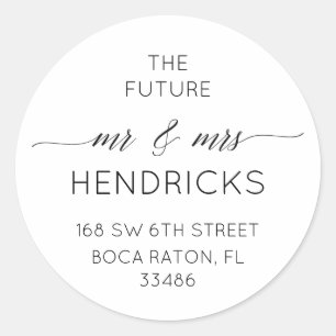 Adesivo Redondo O futuro Sr. e Sra. Return Address Sticker