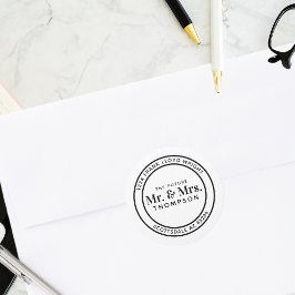 Adesivo Redondo O futuro Sr. e Sra. Round Wedding Endereço de Regr