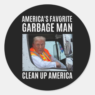Adesivo Redondo O Garge Man Favorito da América Limpa o Fundo Amer
