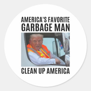 Adesivo Redondo O Garge Man Favorito da América Limpa o Fundo Amer