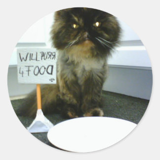 Adesivo Redondo O Gatinho De Pity Purgará Para A Comida