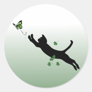 Adesivo Redondo O gato & a borboleta
