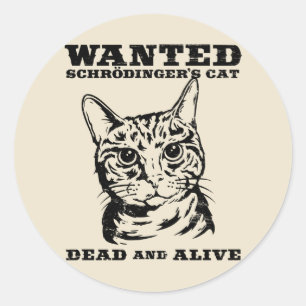 Adesivo Redondo O gato de Schrodinger quis inoperante ou vivo