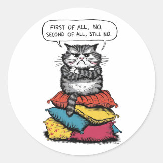 Adesivo Redondo O gato deveria estar sentado numa pilha