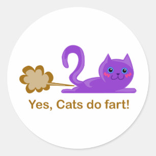 Adesivo Redondo O gato Farting, gato farts!