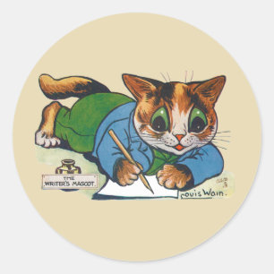 Adesivo Redondo O Gato Mascote do Escritor, Louis Wain