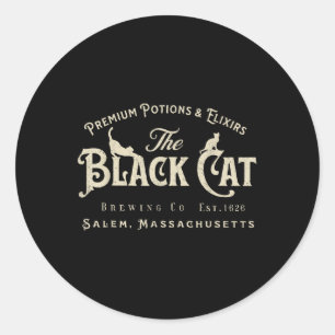 Adesivo Redondo O Gato Negro Witchy Salem Est 1626 Halloween