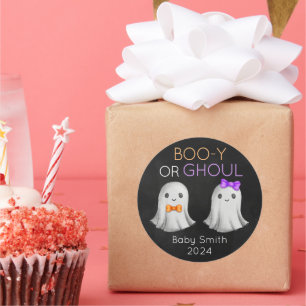 Adesivo Redondo O gênero Boo-y ou Ghoul Halloween revela