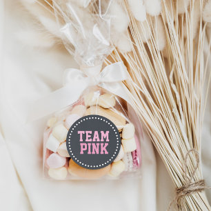 Adesivo Redondo O género cor-de-rosa do bebê do quadro da equipe