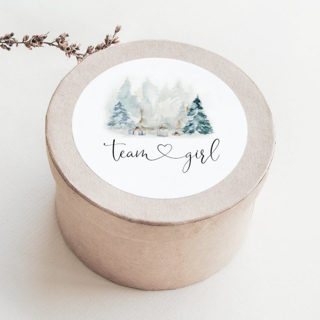 Adesivo Redondo O gênero da floresta de inverno revela autocolante (Criador carregado)