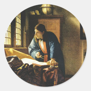 Adesivo Redondo O geógrafo de Johannes Vermeer (cerca de 1669)