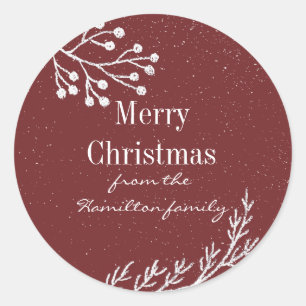 Adesivo Redondo O giz nevado ramifica cor editável