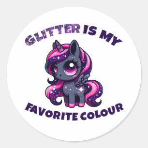 Adesivo Redondo O Glitter é o meu unicórnio de pônei fofo favorito