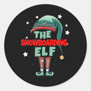 Adesivo Redondo O Gnome Natal do Snowboard Pajama - Snowboar