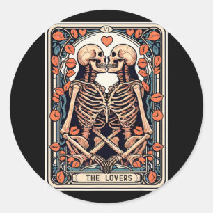 Adesivo Redondo O Gótico do Skeleton da Placa Tarot Halloween