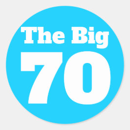 Adesivo Redondo O Grande Aniversário Azul Brilhante 70