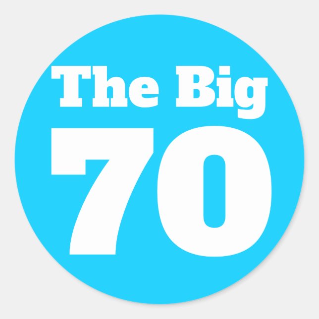 Adesivo Redondo O Grande Aniversário Azul Brilhante 70 (Frente)