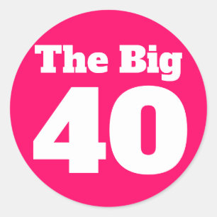 Adesivo Redondo O Grande Aniversário Rosa de 40 anos