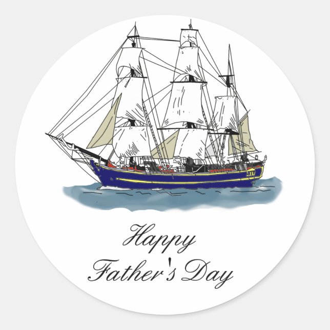 Adesivo Redondo O Grande Azul - Navio Alto (Frente)