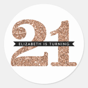 Adesivo Redondo O GRANDE NÚMERO da IDADE CONVIDA o brilho