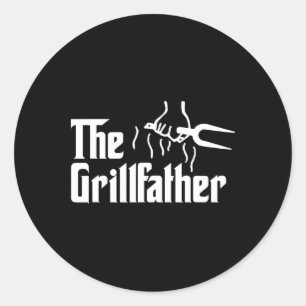 Adesivo Redondo O Grillfather Arte Divertida de Churrasco para o D