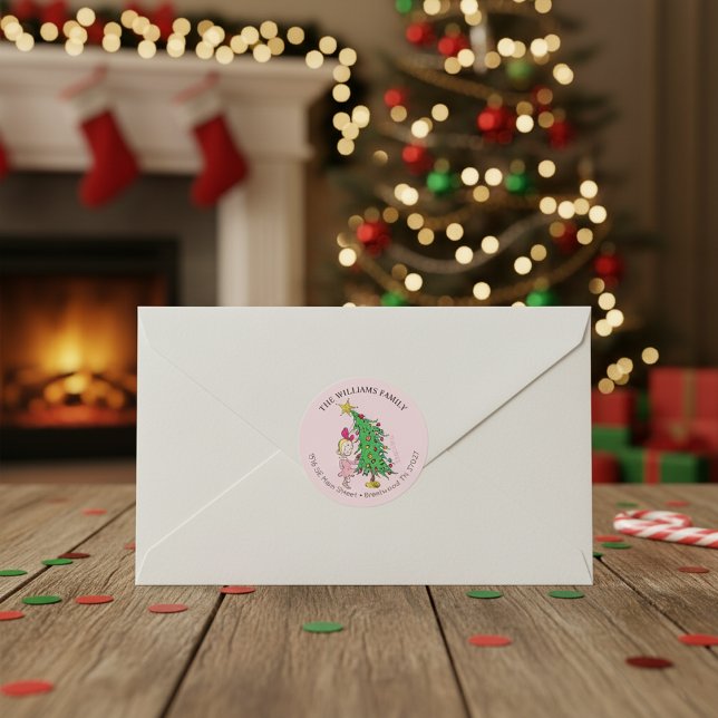 Adesivo Redondo O Grpolegadas | Cindy-Lou, Endereço De Natal (Criador carregado)