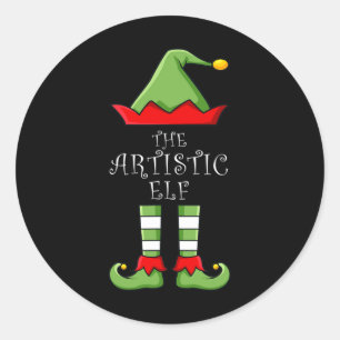 Adesivo Redondo O Grupo de Combinação de Famílias do Elf Artístico