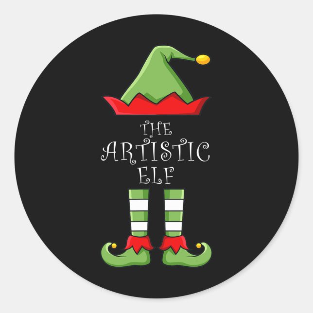 Adesivo Redondo O Grupo de Combinação de Famílias do Elf Artístico (Frente)