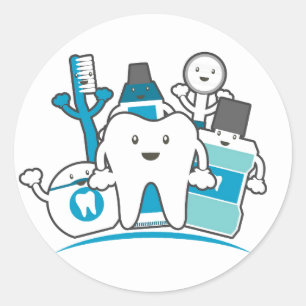 Adesivo Redondo O grupo limpo dos dentes